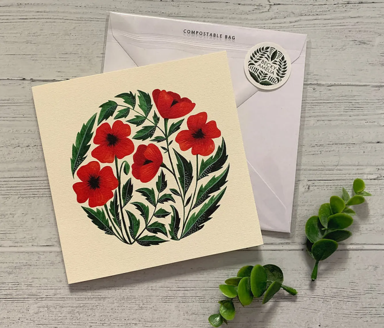 Becky Amelia Poppies Greeting Card- Greeting Cards
