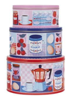 Printer Johnson "Kitsch" Set of 3 Round Cake Tins- Storage Caddies|Storage