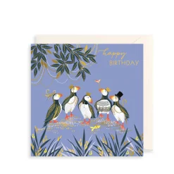 The Art File Pufffins in Crowns Greeting Card- Greeting Cards