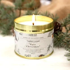 Toasted Crumpet Pure Christmas (Robin & Eucalyptus) Candle in a Matte Gold Tin- Christmas