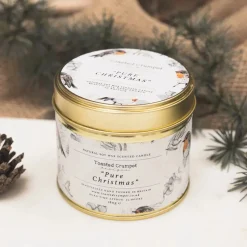 Toasted Crumpet Pure Christmas (Robin & Eucalyptus) Candle in a Matte Gold Tin- Christmas