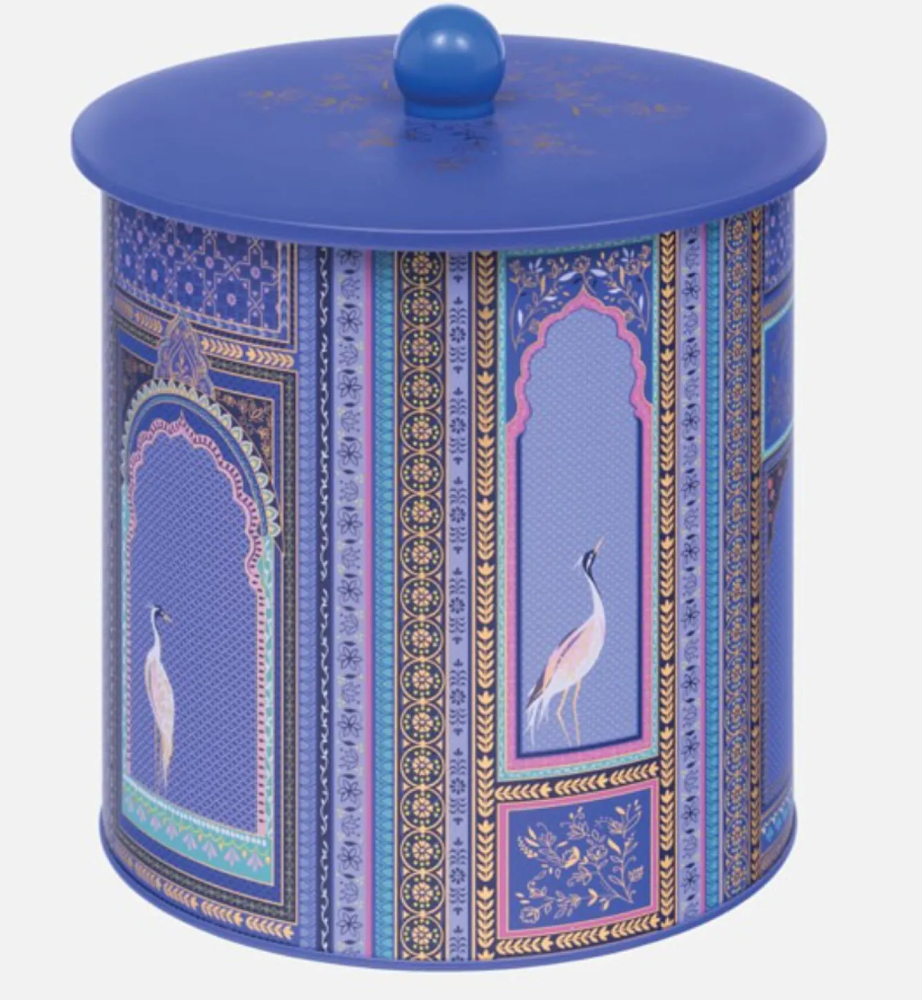 Sara Miller London Purple Lattice Windows Biscuit Barrel- Storage