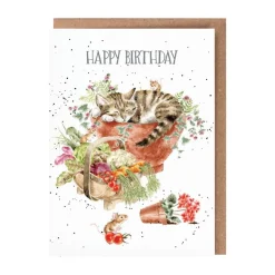 Wrendale Designs 'Purrrfect Birthday" Cat and Mice Birthday Greetings Card- Greeting Cards