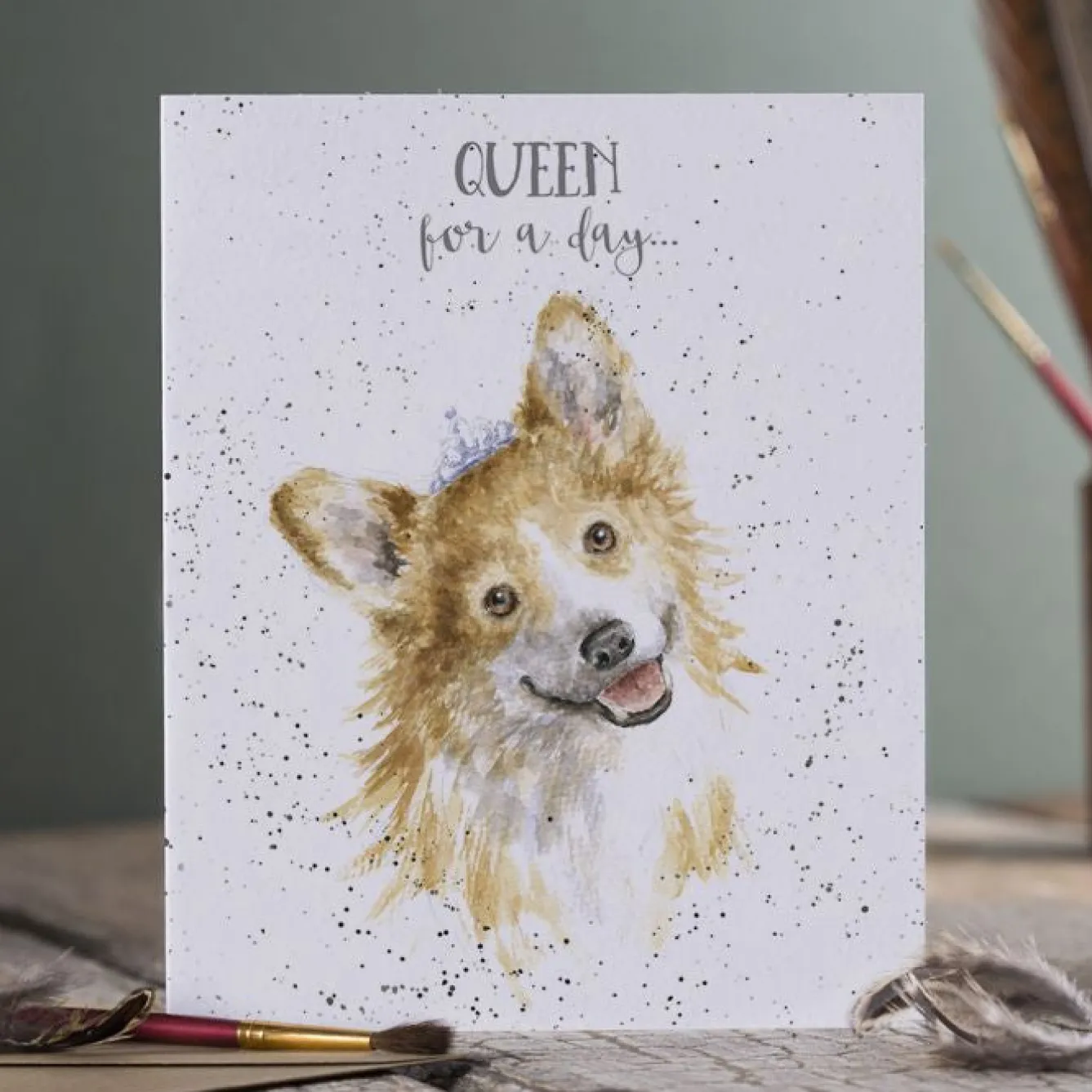 Wrendale Designs 'Queen For A Day' Corgi Birthday Card- Greeting Cards|Children