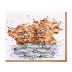 Wrendale Designs "Blown Away" Highland Cows Greetings Card- Greeting Cards