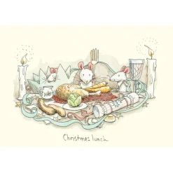 Two Bad Mice "Christmas Lunch" Christmas Card- Greeting Cards