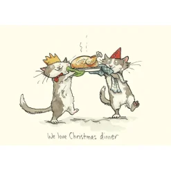 Two Bad Mice "We Love Christmas Dinner" Christmas Card- Greeting Cards