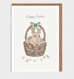 Lottie Murphy Rabbit in a Basket Easter Card- Easter