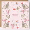 West Country Designs Rabbits Pink Picnic Birthday Card- Greeting Cards