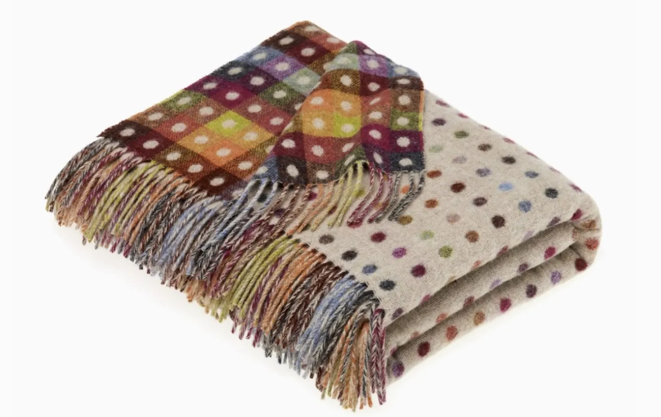 Bronte Moon Rainbow Spot Beige Merino Lambswool Throw- Pillows & Throws