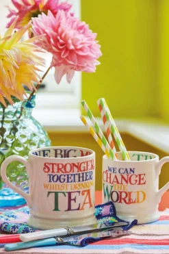 Emma Bridgewater Rainbow Toast Change The World  1/2 Pint Mug- Whimsical|Bright Colors