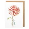 Laura Stoddart Red & White Dahlia Blank Greetings Card- Greeting Cards