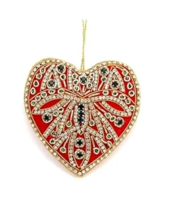 Tinker Tailor Red Velvet Crystal Heart Decoration by London- Christmas Decorations|Seasonal Decor