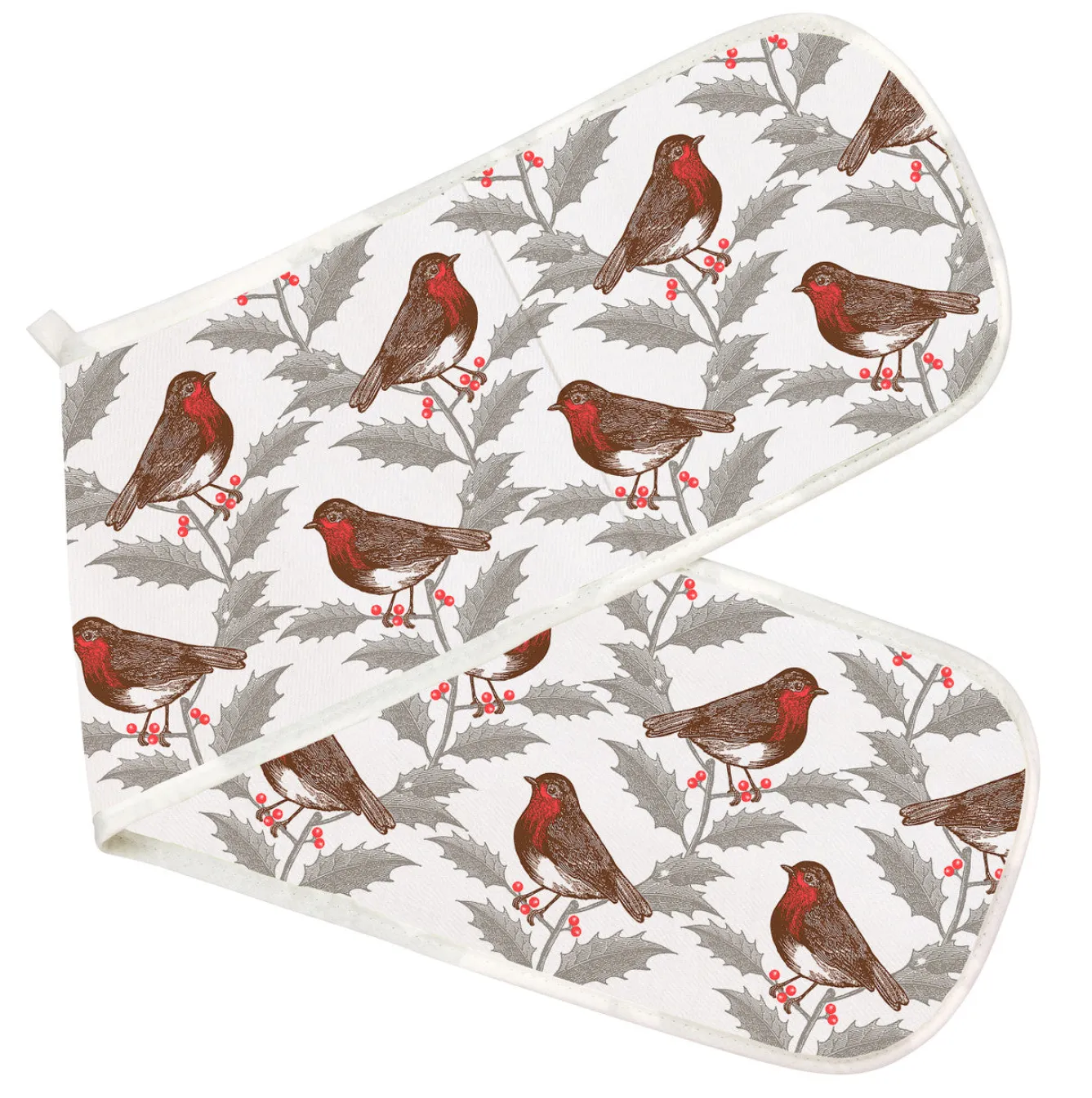 Thornback & Peel Robin & Holly Double Oven Glove- Tea|Oven Gloves/Mitts