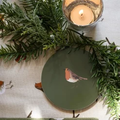 Sophie Allport Robin Round Coasters- Set of 4- Christmas|Coasters