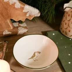 Sophie Allport Robins Stoneware Nibbles Bowl- Christmas|Bowls & Dishes