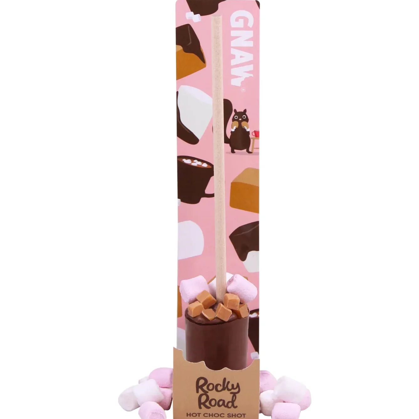 Gnaw Chocolate Rocky Road Hot Choc Shot with Pink & White Marshmallows- Chocolate