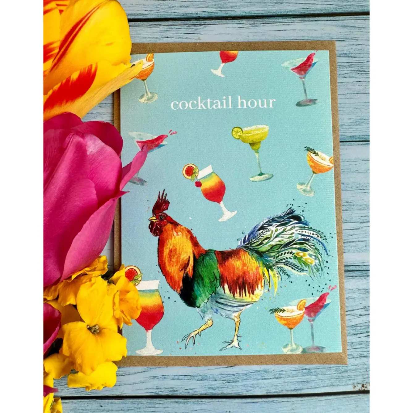 Jen Winnett Rooster Birthday Eco-card- Greeting Cards