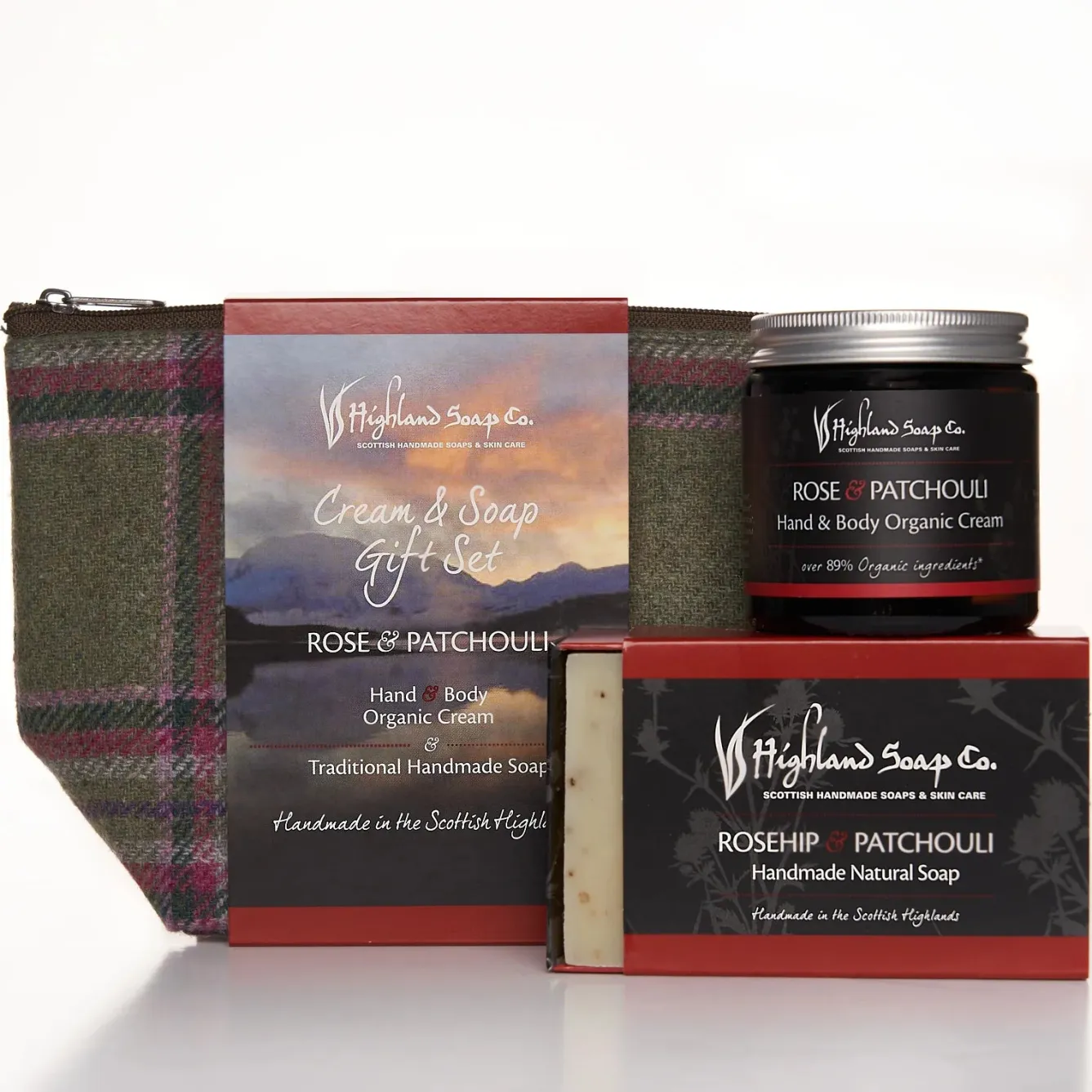 The Highland Soap Company Rose & Patchouli Hand & Body Cream with Soap Gift Bag- Soaps & Lotions