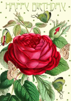 Madame Treacle Rose Glitter Birthday Card- Greeting Cards