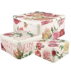 Emma Bridgewater Roses All My Life Set of 3 Square Cake Tins- Flowers & Fruits|Storage