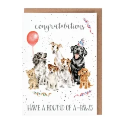 Wrendale Designs 'Round of A-Paws' Birthday' Dog Congratulations Greetings Card- Greeting Cards