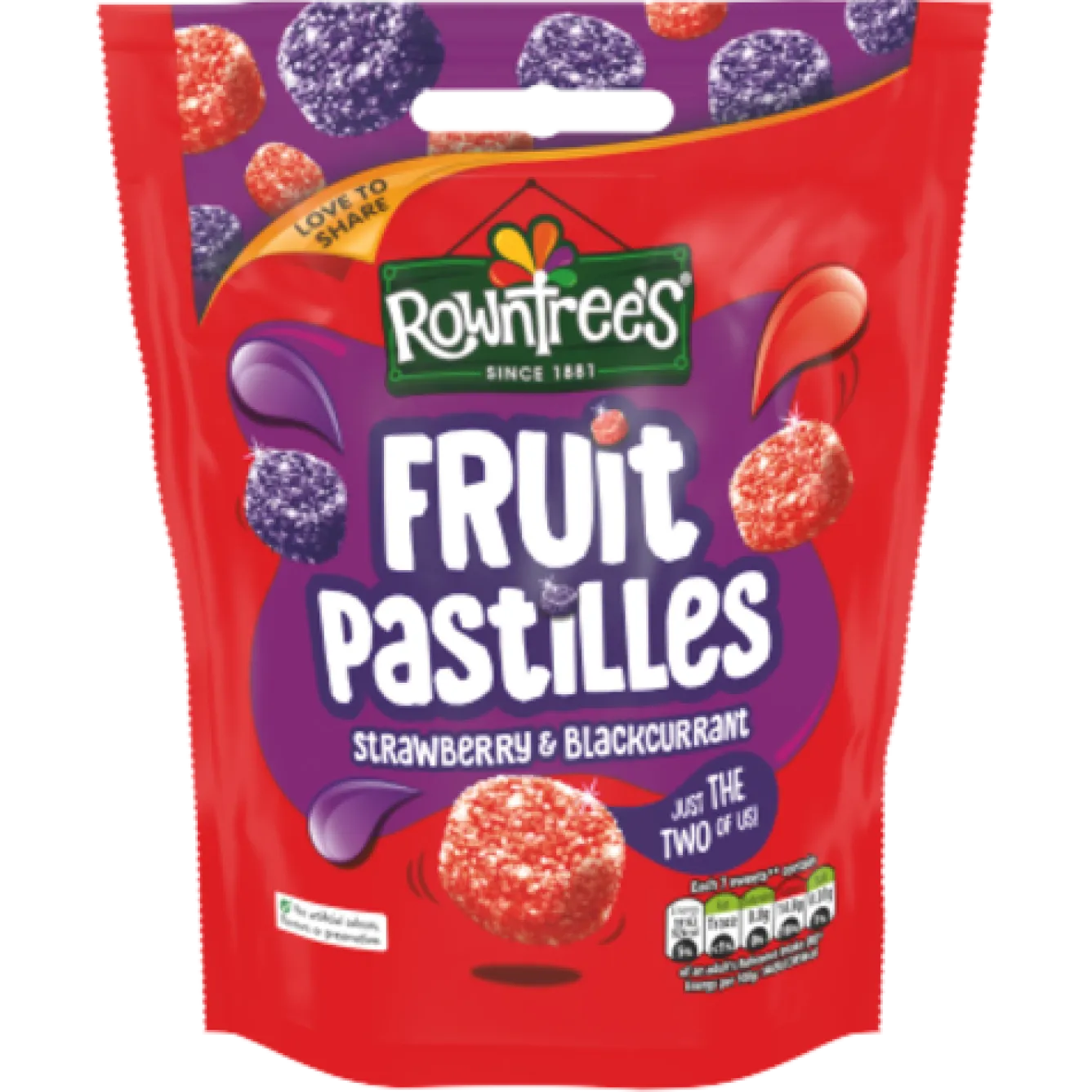Tea & Biscuits Rowntree's Fruit Pastilles Strawberry & Blackcurrant 143g- Sweets/Candy