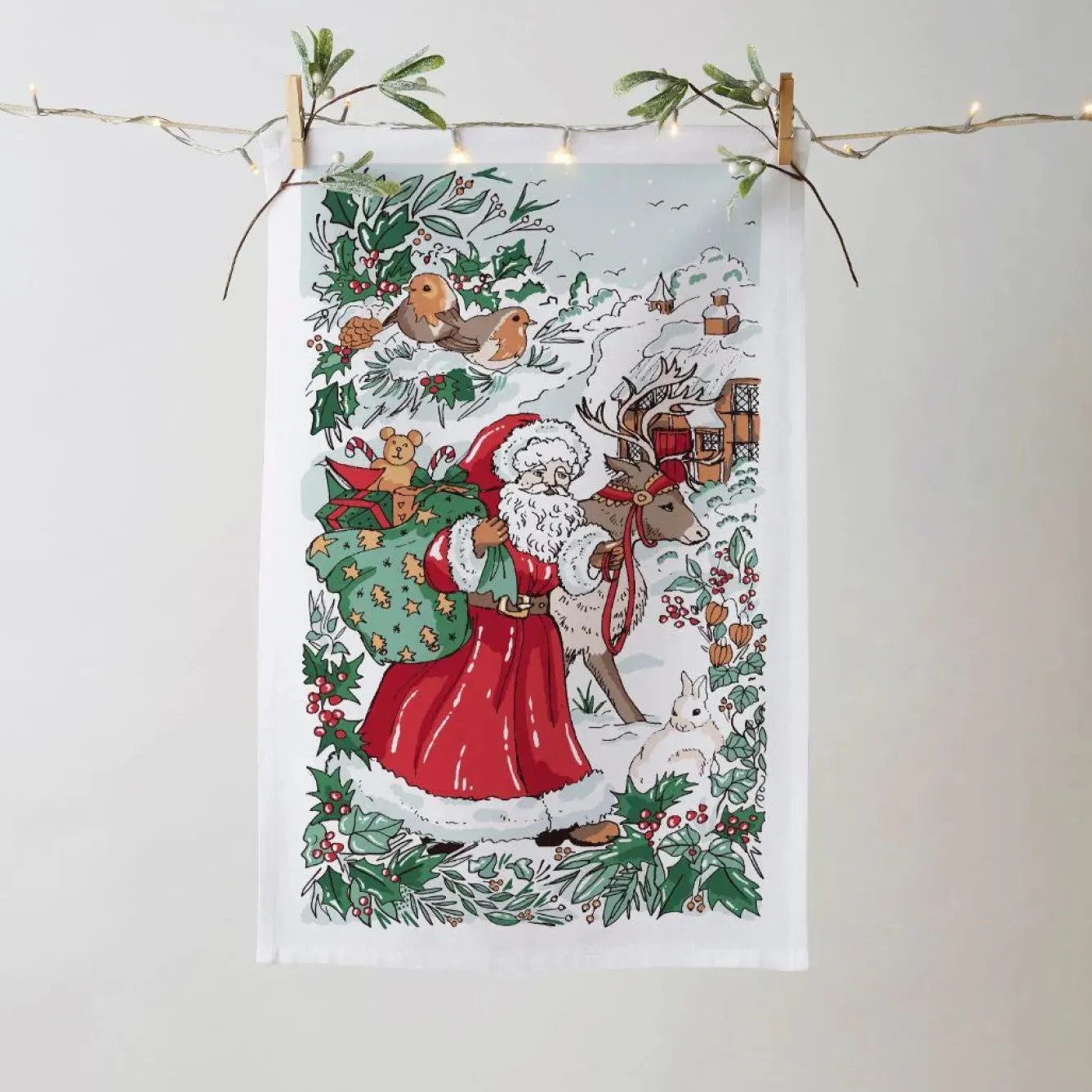 Ulster Weavers Santa Scene Recycled Cotton Tea Towel- Christmas|Tea