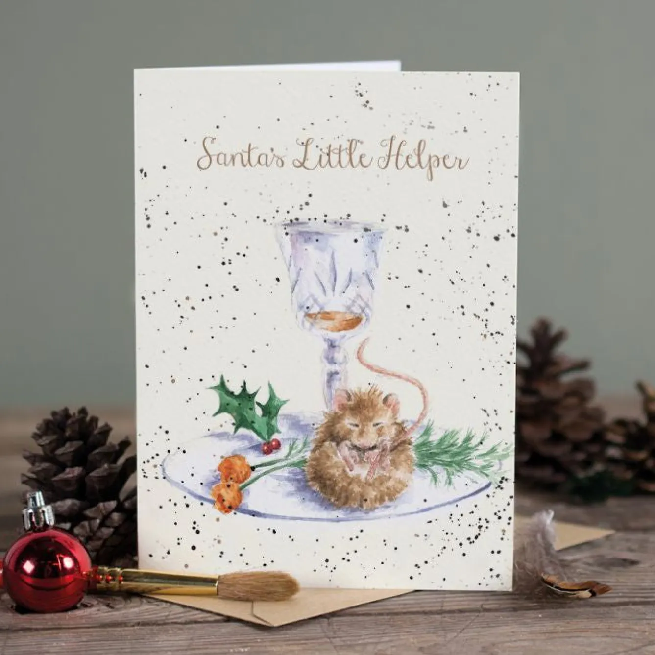 Wrendale Designs 'Santa's Little Helper' Christmas Greetings Card- Greeting Cards