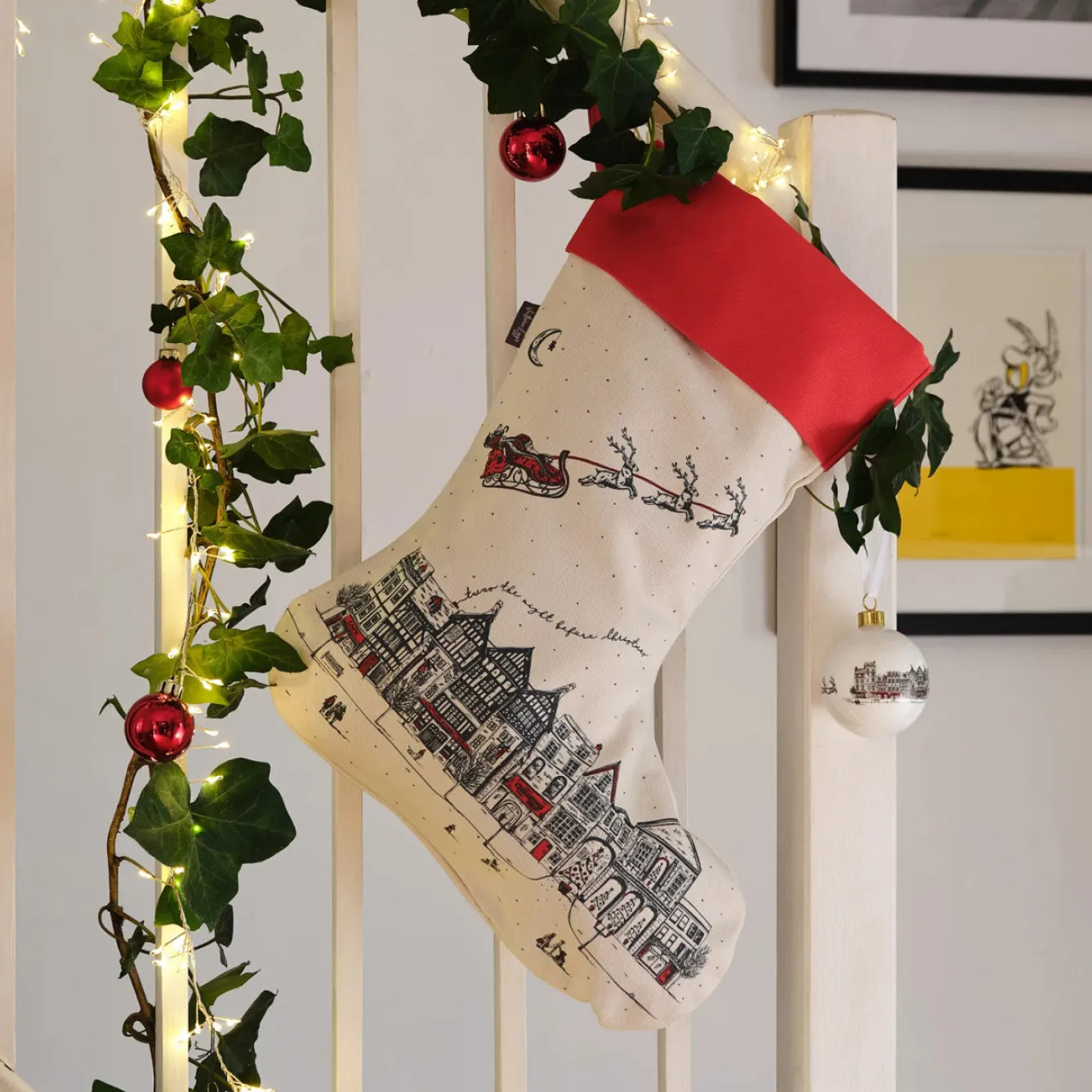 Victoria Eggs Santa's Sleigh Christmas Stocking- Christmas