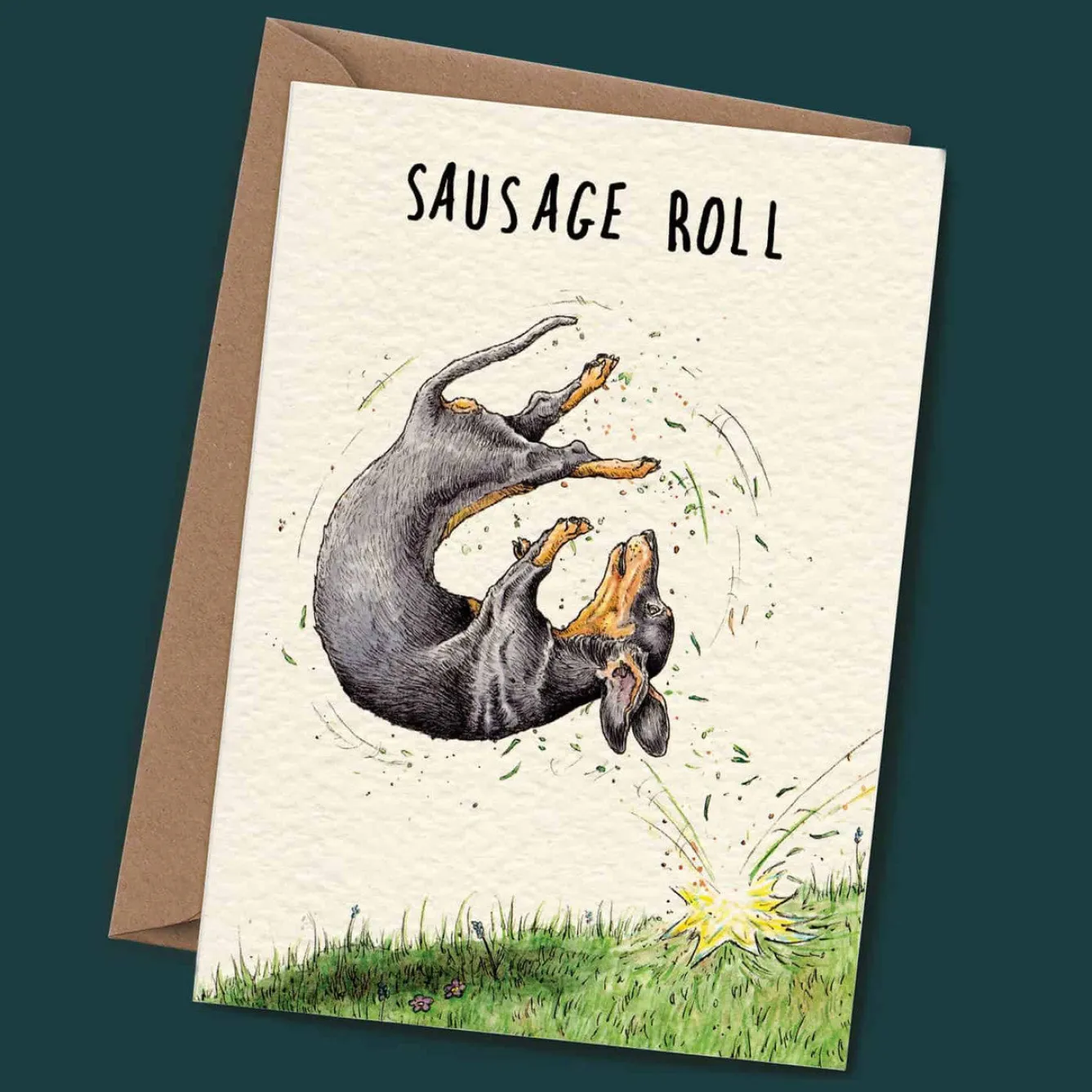 Bewilderbeest Sausage Roll Greetings Card- Greeting Cards