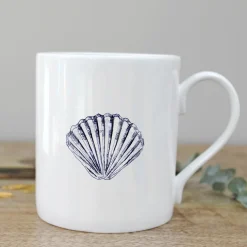 Toasted Crumpet Scallop Shell Bone China Mug- Seaside