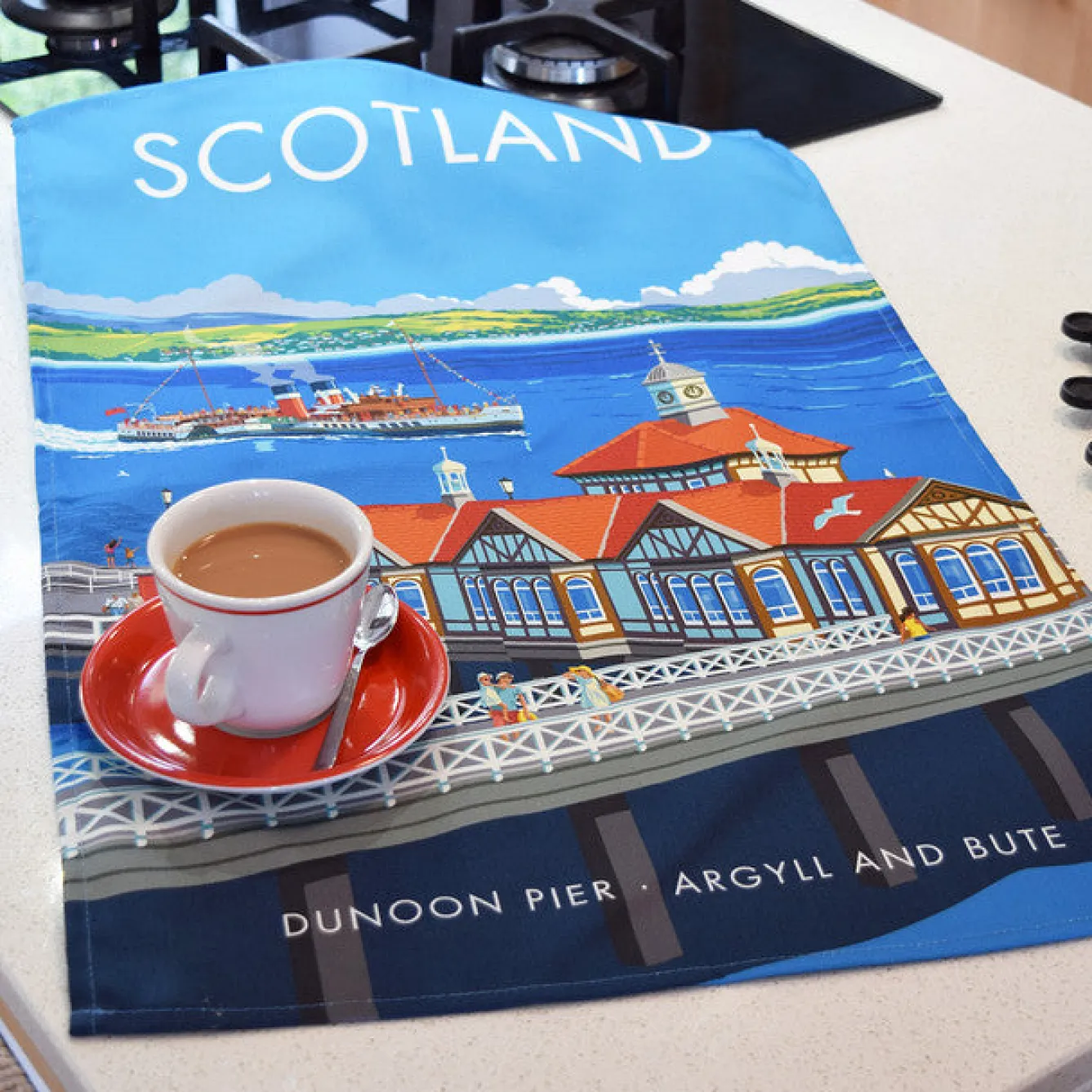Town Towels Scotland - Dunoon Pier Tea Towel- Tea|Tea Towels