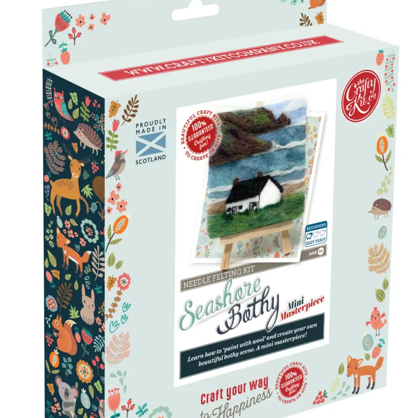 The Crafty Kit Co. Seashore Bothy Paint with Wool Needle Felting Kit- Crafts|Children