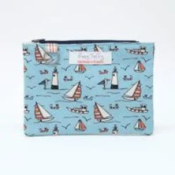 Poppy Treffry Seaside Flat Zip Purse with Keyring- Storage|Key Chains