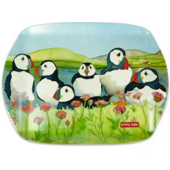 Emma Ball Sea Thrift Puffins Melamine Medium Tray- Tea|Trays