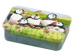 Emma Ball Sea Thrift Puffins Mini Slider Tin- Storage