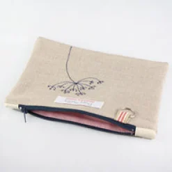 Poppy Treffry Seed Head Flat Embroidered Zip Purse with Keyring- Storage|Key Chains