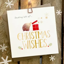 Ginger Betty Sending Lots of Christmas Wishes Hedgehog Card- Christmas Cards