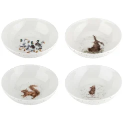 Wrendale Designs Set of Four 6 Inch Bowls  (Hare, Duck, Mouse, Squirrel)- Plates