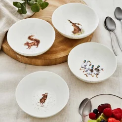Wrendale Designs Set of Four 6 Inch Bowls  (Hare, Duck, Mouse, Squirrel)- Plates