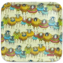 Emma Ball Sheep in Sweaters Melamine Square Tray- Tea|Trays