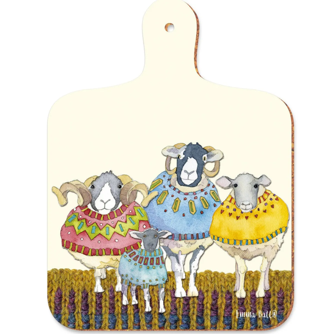 Emma Ball Sheep in Sweaters Mini Chopping Board- Chopping Boards