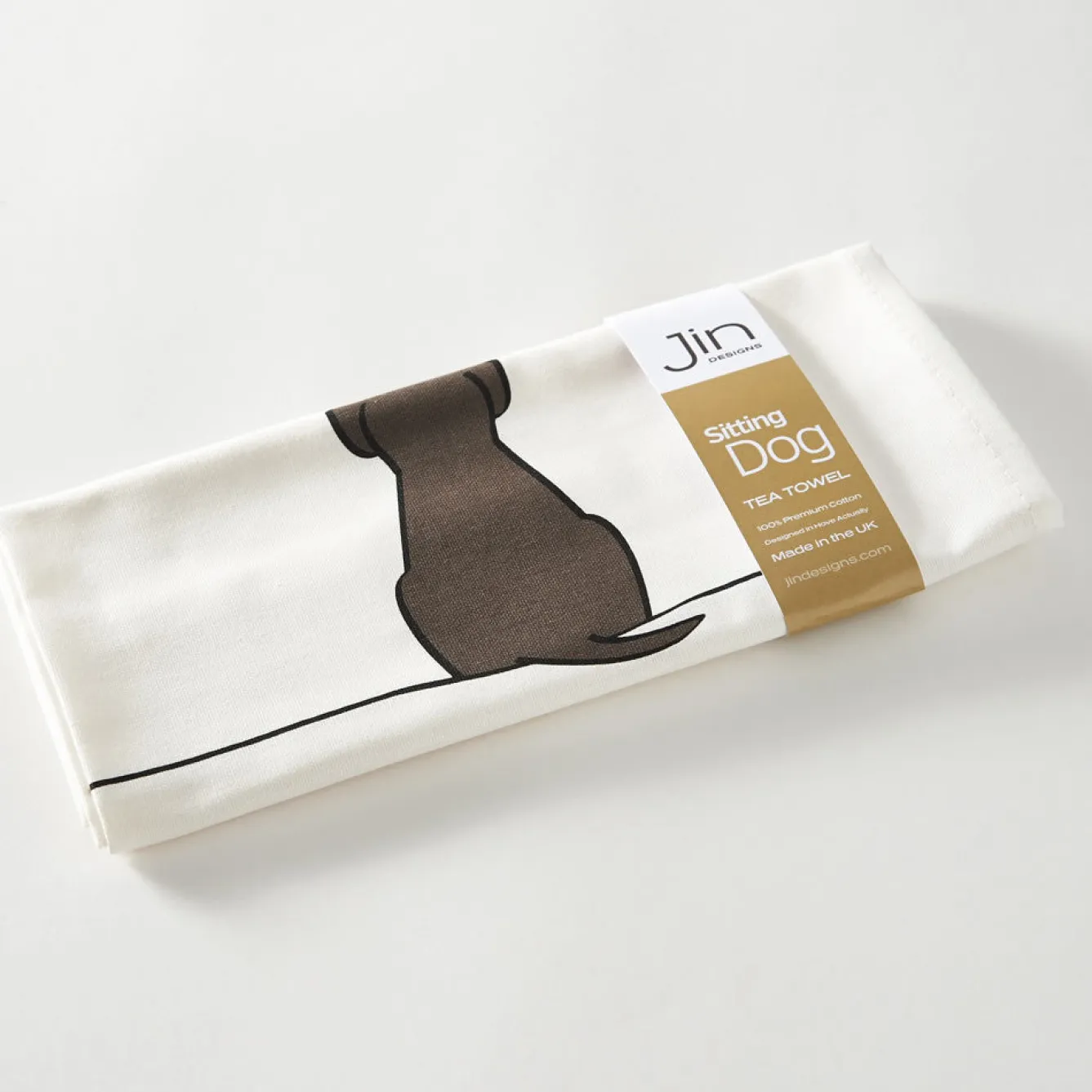 Jin Designs Sitting Dog Tea Towel- Tea|Tea
