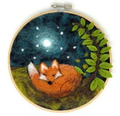 The Crafty Kit Co. Sleepy Fox in a Hoop Needle Felting Kit- Crafts