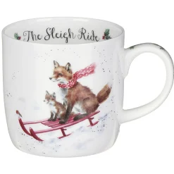 Wrendale Designs 'Sleigh Ride' Foxes Small Bone China Mug (11oz)- Animals|Animals