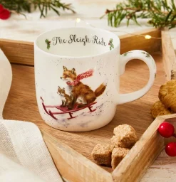 Wrendale Designs 'Sleigh Ride' Foxes Small Bone China Mug (11oz)- Animals|Animals