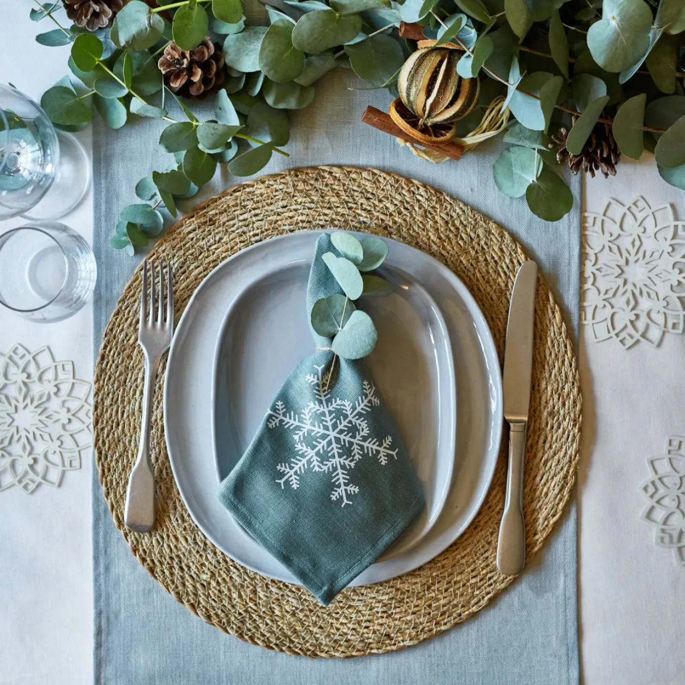 Ulster Weavers Snowflake Aquarius Linen Napkin 2 pack- Napkins|Napkins