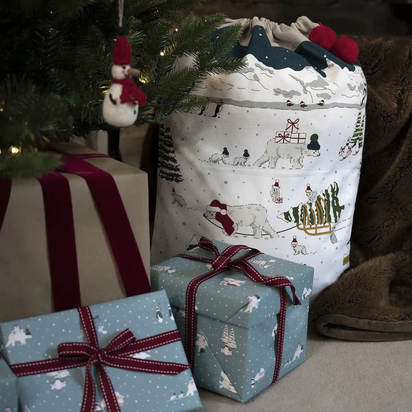 Sophie Allport Snow Scene Christmas Sack- Christmas|Tea