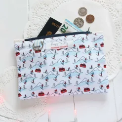 Poppy Treffry Snowy Mountain Flat Zip Purse with Keyring- Storage|Key Chains